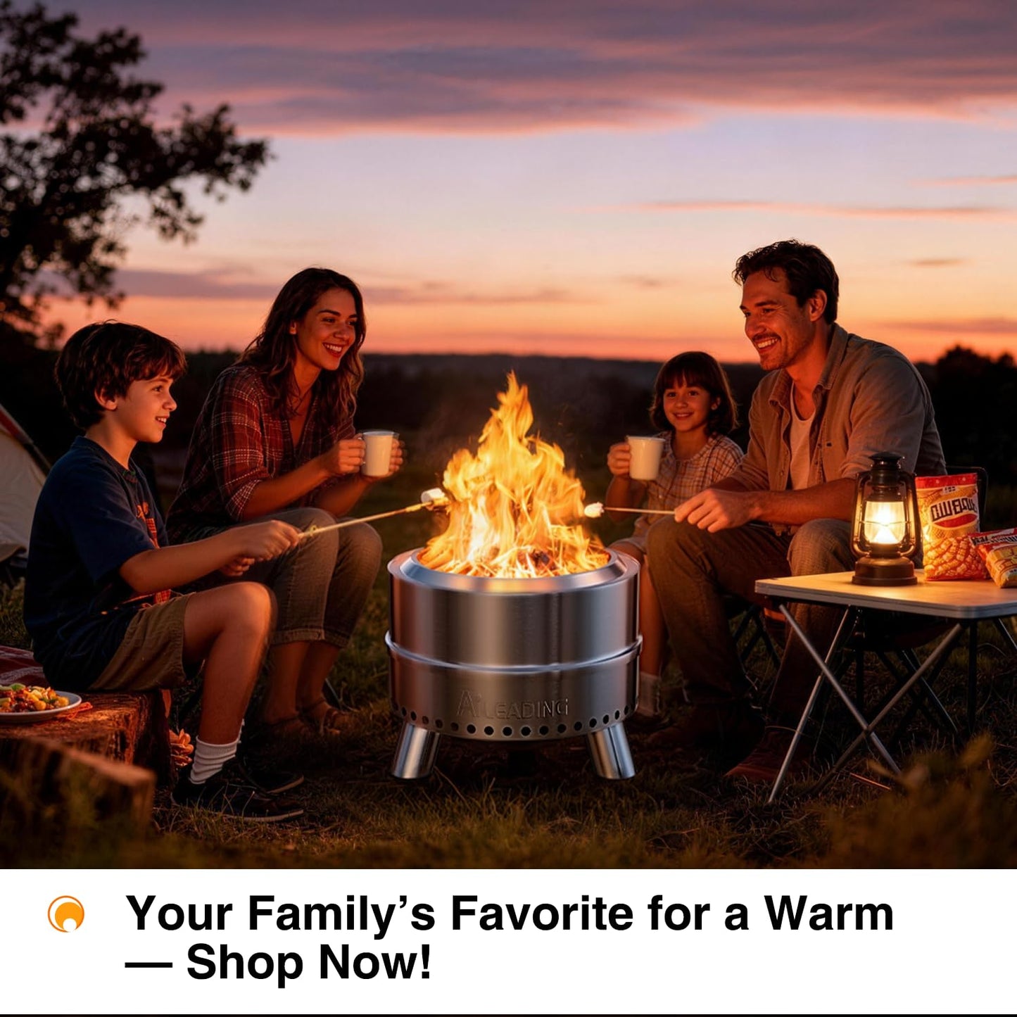 20 Inch Smokeless Fire Pit with Removable Ash Pan, Fire Pits for Outside Wood Burning, Portable Bonfire Outdoor Firepit, Bag & Poker Included, Stainless Steel (Silvery- with Legs-Fire Pit)