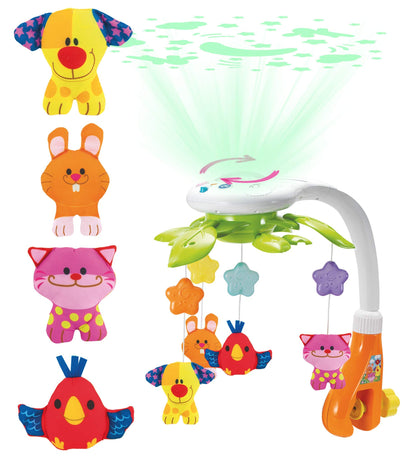 Baby Crib Mobile with Music and Lights - Rotating Musical Mobile for Crib with Star Projector, Calming Lullabies, Nature Sounds - Nursery Crib Toys for Newborn Boys and Girls Ages 0-5 Months