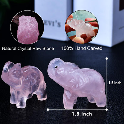 Ytbeoxk 1.8 Inch Rose Quartz Elephant Crystal Decor, Healing Crystal Cute Figurines,Pink Elephant Gemstones Decorations Statue, Lucky Reiki Stones in Home and Office Meditation Gift for Women and Men