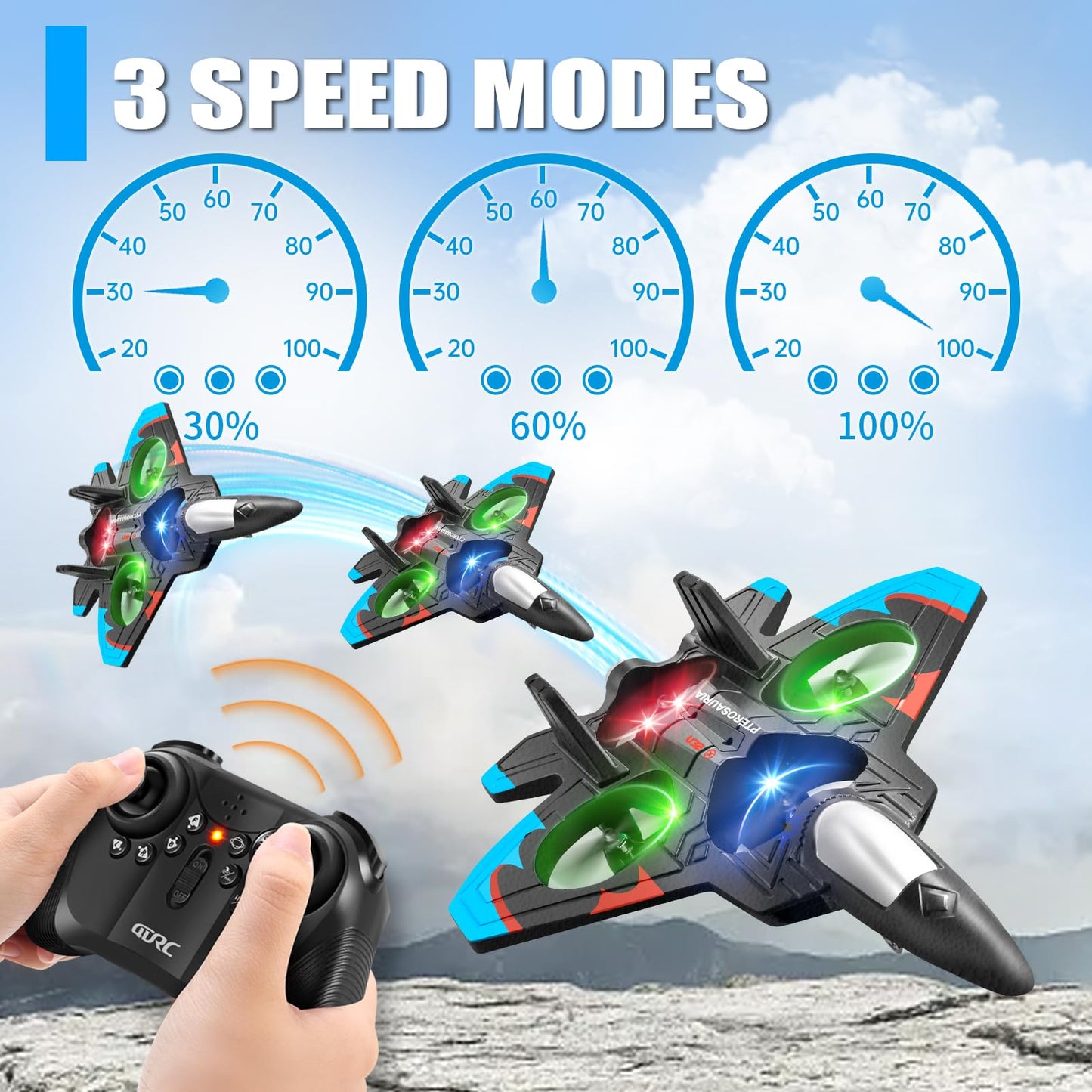 4DRC V32 Foam Remote Control Airplanes RC Planes for Kids Adults, RC Airplane Fighter Jet with Light, 360° Flip Fighter Jet Toys, Stunt Roll, Airplane Toy Gifts for Kids Boys