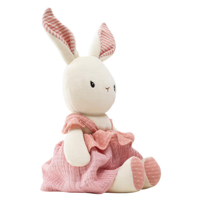 CUDDLE CORNER Bunny Stuffed Animal Organic Cotton Baby Plush Toys, 9" Organic Cotton Plush Bunny Toy with Dress, Cute Soft Stuffed Rabbit Doll for Babies and Toddlers
