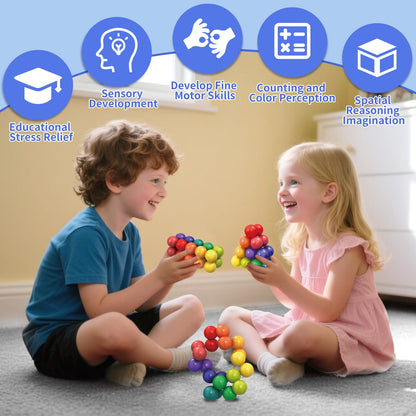 Autism Sensory Toys for Autistic Children, 6 Pack Fidget Toys for Kids Adults, Autistic ADHD Rainbow Ball Stress Toy, Stocking Stuffers Airplane Car Travel Essentials Calm Down Toddler Activities Toy
