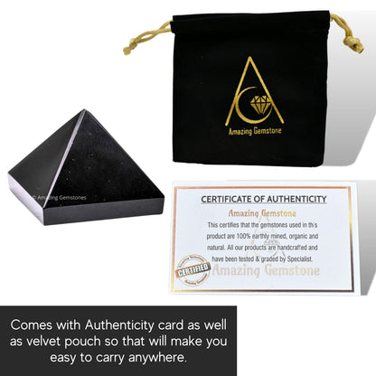 Amazing Gemstone Black Obsidian Pyramid Crystal Healing Stones - 1" Great Pyramid Figurine of Natural Stone Pyramid for Meditation, Reiki, Chakra Balancing and Crystal Pyramids Grid
