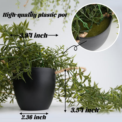 PENGYEE 3 Packs Fake Hanging Plants with Black Pots, 18.5" Artificial Hanging Plants for Wall Decor, Fake Plants Mandala Vine Indoor/Outdoor for Home Bathroom Bedroom Kitchen Office Room Decor