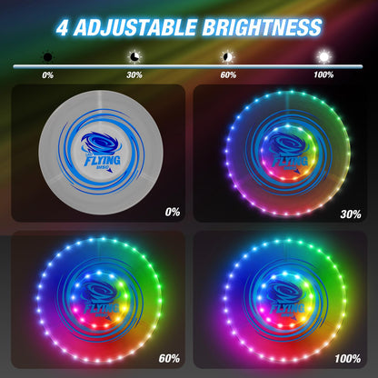 HYES 2 Pack Light up Flying Discs for Kids, 45 LEDs, 14 Lighting Modes, Rechargeable Glow in The Dark Flying Ring for Beach, Camping, Outdoor Game, Sport Toys for Teens Boys Adult