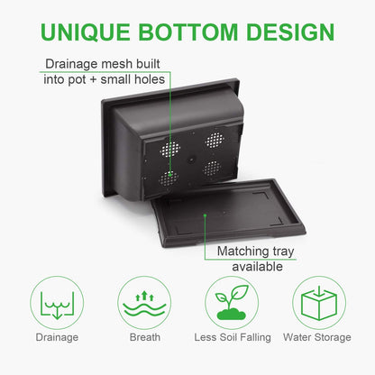 GROWNEER Bonsai Pots 3 Packs 11 Inch Bonsai Tree Training Pot with Humidity Drainage Trays & Repotting Mat Rectangle Planter Plants Starter Kit Growing for Garden Yard Office Indoor Outdoor
