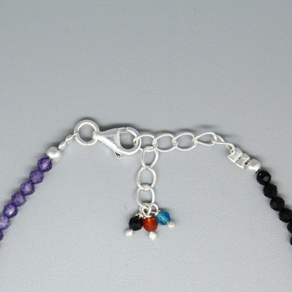 GemInspire Natural Full Beaded 7 Chakra Beads Bracelet, Handmade Jewelry, 925 Sterling Silver 8 Inch Adjustable Chain Perfect Gift For Her (7 Chakra)