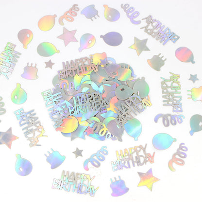Vofrise Happy Birthday Confetti for Table Iridescent Balloon Star Shaped Table Scatter Suitable for Disco Themed Birthday/Anniversary Party Decorations