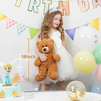 Tezituor Small Teddy Bear Stuffed Animals 18inch, Cute Teddy Bear Plush Toys for Kids Girl Boy, Christmas Bear Plushie Gift for Girlfriend Boyfriend Women Wife, Brown