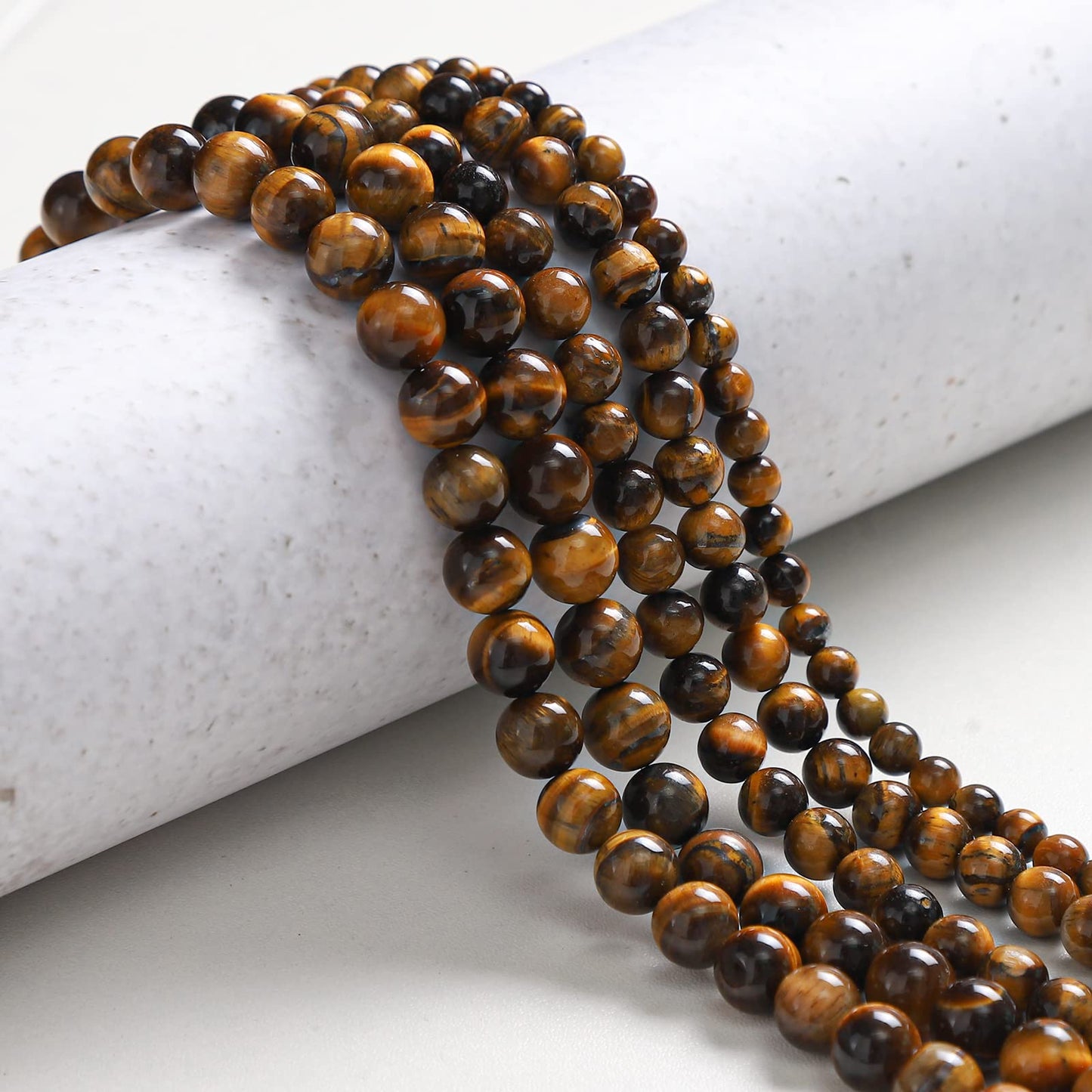 35pcs 10mm Natural Yellow Tiger Eye Gemstone Beads Energy Healing Crystal Round Loose Stone Beads for Jewelry Making, DIY Bracelets Necklaces