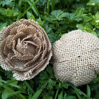 CCINEE Natural Burlap Flowers Assorted Handmade Burlap Rose for Wedding Decoration and Floral Crafts Making, Pack of 18