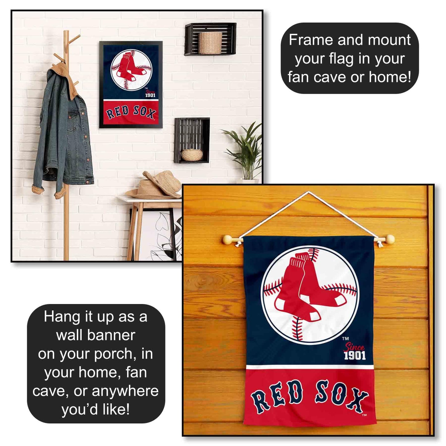 WinCraft Boston Red Sox Retro Vintage Throwback Double Sided Garden Flag