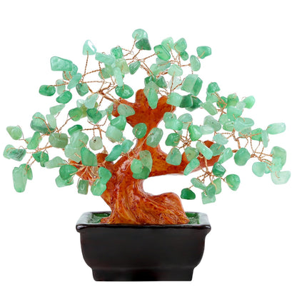 NUKAYAI Natural Green Aventurine Money Tree for Office Desk Home Room Decor Positive Meditation Spiritual Energy Crystals Bonsai Trees Feng Shui Wealth and Luck Birthday Gifts for Women