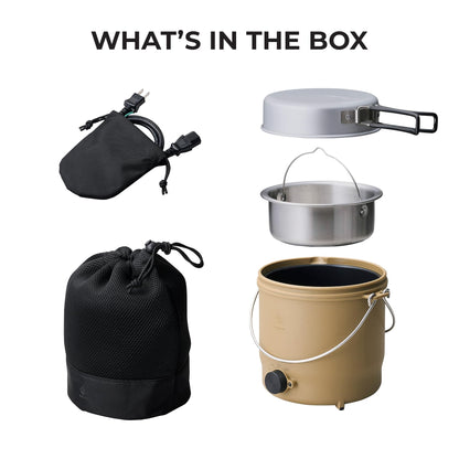 NESTOUT COOKER-1 Electric Cooker 500W Camping Stove, Portable Plug-In for Power Stations, Rice Cooking Mode, 3 Heat Settings, 800ml Capacity, Durable Outdoor Use (Beige)