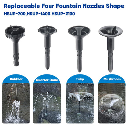 OYO WATER Pond Pumps Submersible Outdoor,185GPH Water Fountain Pump with Fountain Kits for Small Ponds