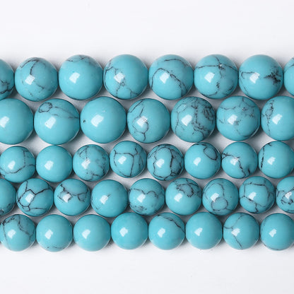 90PCS 4mm Natural Stone Beads Blue Turquoise Round Loose Gemstone Beads for Jewelry Making DIY Bracelet Necklace 15 Inch (4mm, Blue Turquoise)