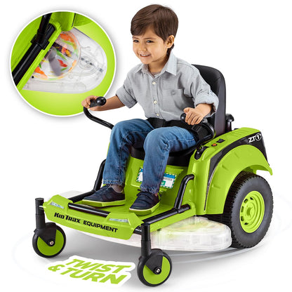 Kid Trax 12V Zero Turn Lawn Mower Toodler Toys - Ride on Toy, Outdoor Toys, Tractor Toy, Riding Mower, Ride On Tractor, Dual Handle, Twist and Turn, Speed to 3MPH, Max Weight of 77lbs, Age 3-7, Green