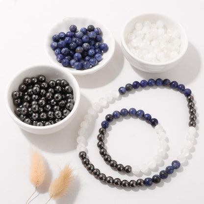 Risyfjew 50PCS 8mm Natural Hematite Beads Gemstone Round Loose Beads for Jewelry Making Chakra Crystal Stone Beads for Bracelets Necklace Earrings Making Supplies (50pcs/Strand)