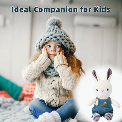 CUDDLE CORNER Bunny Stuffed Animal Organic Cotton Baby Plush Toys, 9" Organic Cotton Plush Bunny Toy with Overalls, Cute Soft Stuffed Rabbit Doll for Babies and Toddlers