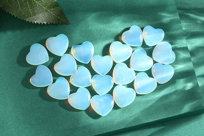 QINJIEJIE 20PCS Opalite Thick Heart Crystals Stones Natural Love Shaped Gemstones Pocket Quartz Crystal Bulk Polished Thumb Stones Set Worry Stone Reiki Energy Balancing Meditation Mini Gifts