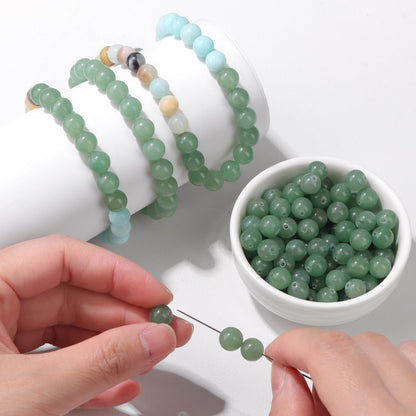 Risyfjew 100PCS 8mm Natural Green Aventurine Beads Gemstone Round Loose Beads for Jewelry Making Chakra Crystal Stone Beads for Bracelets Necklace Earrings Making Supplies (100pcs/Strand)