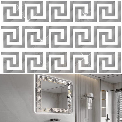 100 Pieces Removable Acrylic Mirror Setting, Mirror Tiles Wall Sticker Decal,Mirror Wall Stickers for Home Living Room Bedroom Decor,Room Decor Aesthetic(Silver)