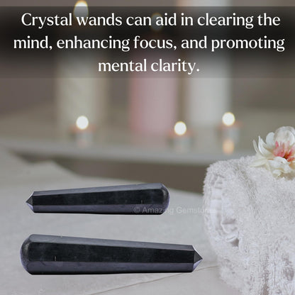 Amazing Gemstone Shungite Crystal Wand Massage Stick - Pelvic Wand Gua Sha for Adults - Crystals and Healing Stones Massage Wands for Adults Gifts (Pointed)