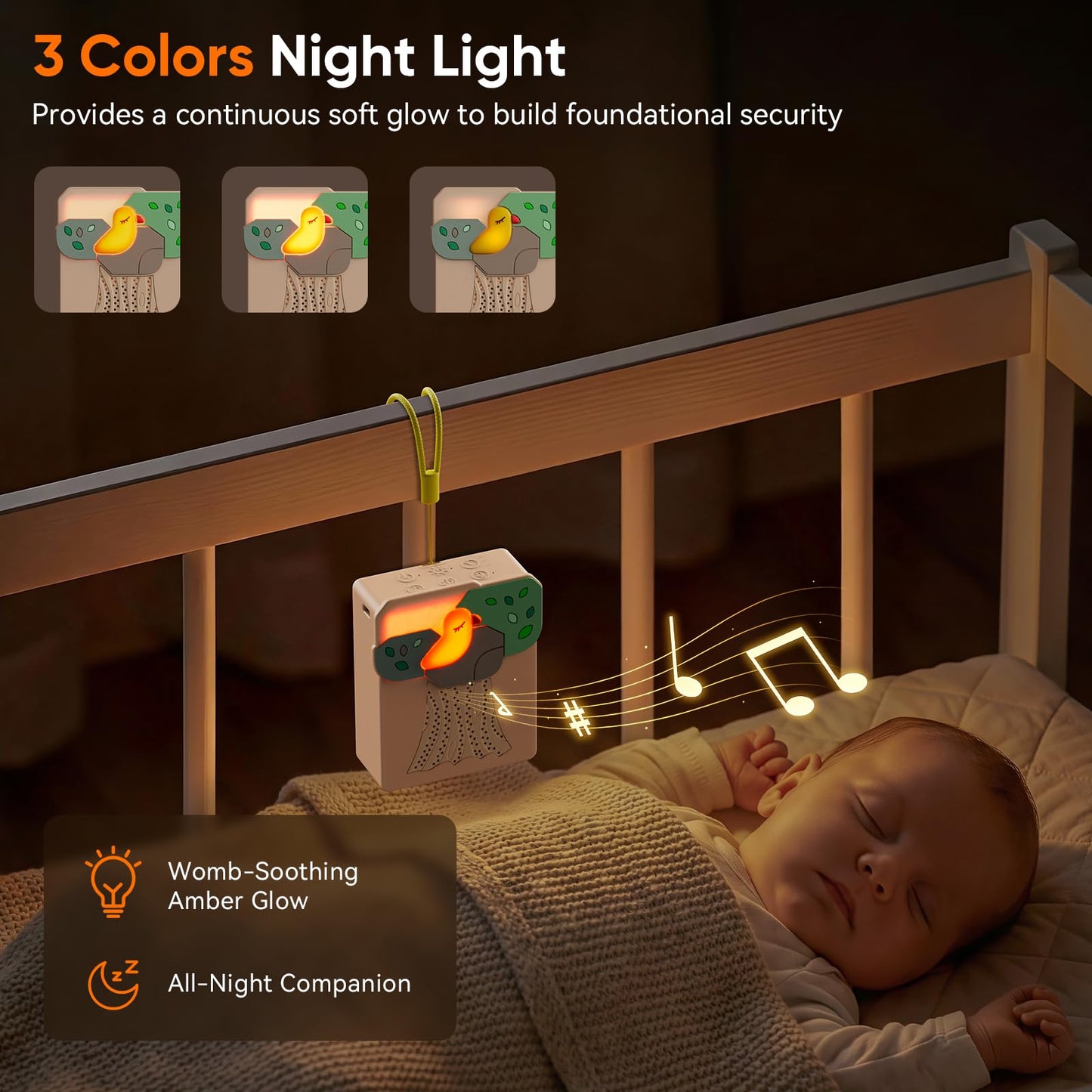 Sound Machine for Baby Soother,AI Cry Detection & Auto-Soothing,Parent-Voice Comfort,13 Soothing White Noise Machine,Record,Timer and Night Light, Ideal for Newborns,Sleeping Soother, Meditation