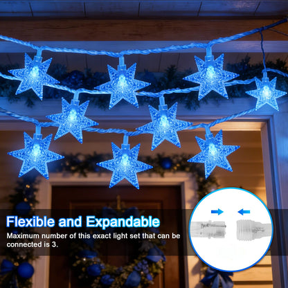 LAMPHOME Blue Star String Lights, 33ft 100 LED Clear Wire Fairy Lights with 16 Modes, Plug-in Decor for Easter Christmas Tree Bedroom Garden Wedding Birthday Party