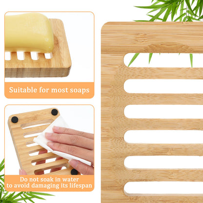 2 Pack Wooden Soap Holder Waterproof Self Draining Soap Dish Wood Soaps Tray for Shower Bathroom Kitchen Bathtub