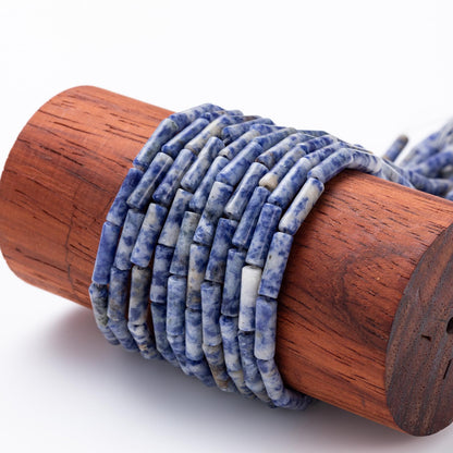 Natural Blue Sodalite Cylinder Tube Beads 4x13mm 38cm/str Loose Semi Gemstone Stone Beads for Making Bracelets Necklace Earrings