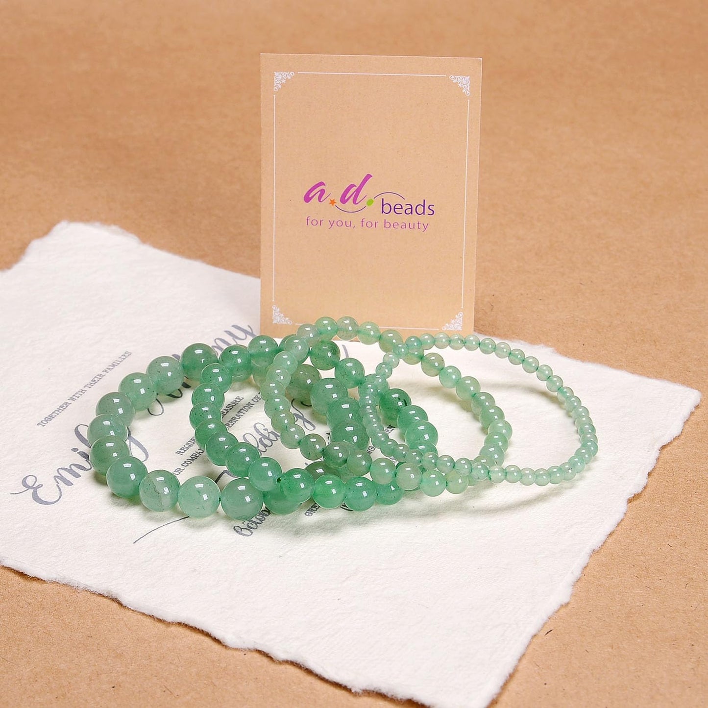 AD Beads Handmade Gemstone Stretch Elastic Bracelet Crystal Healing Reiki Nature's Beauty and Spiritual Essence Unisex (4mm, Green Aventurine (Opportunity))