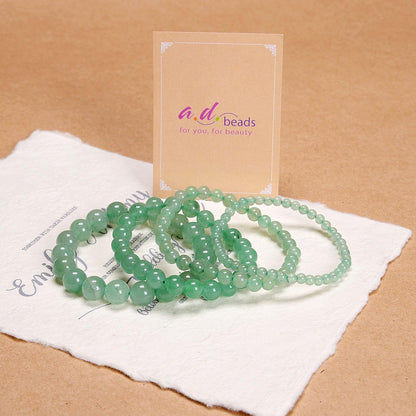AD Beads Handmade Gemstone Stretch Elastic Bracelet Crystal Healing Reiki Nature's Beauty and Spiritual Essence Unisex (8mm, Green Aventurine (Opportunity))