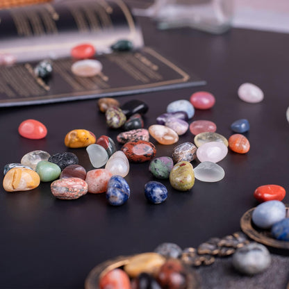 Polished Mixed Crystal Chips Set, 0.4 inches, 128 Pcs - Handpicked Tumbled Stones and Crystals Bulk for Healing, Reiki, Meditation, Witchcraft and Home Decor