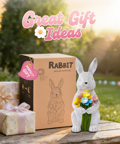 Nacome Solar Bunny Garden Decor: Outdoor Rabbit Statue with Succulent for Yard Art Lawn Ornaments Porch Patio Balcony - Easter Birthday Gifts for Mom Women Grandma