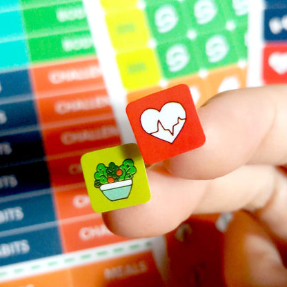 Mirida Planner Stickers - Fitness Pack of 2076 Mini Icons for Workout, Healthy Diet, Gym Exercise, and Habits - for Calendar and Journal