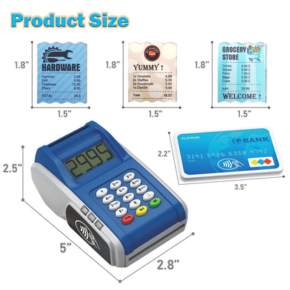 Payment Terminal Toys, Point of Sale Terminal with Light and Sound, Cash Register Toy with Credit Cards and Recipts, Pretend Play for Kids Age 3 and Up, Gifts for Boys and Girls