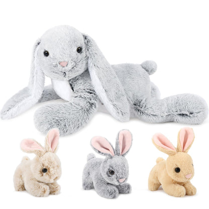 MaoGoLan 4Pcs Easter Bunny Stuffed Animals with 3 Babies Inside, 24" Soft and Cuddly Giant Rabbit Plush, Easter Stuffed Bunny Gift for Kids,Boys,Girls
