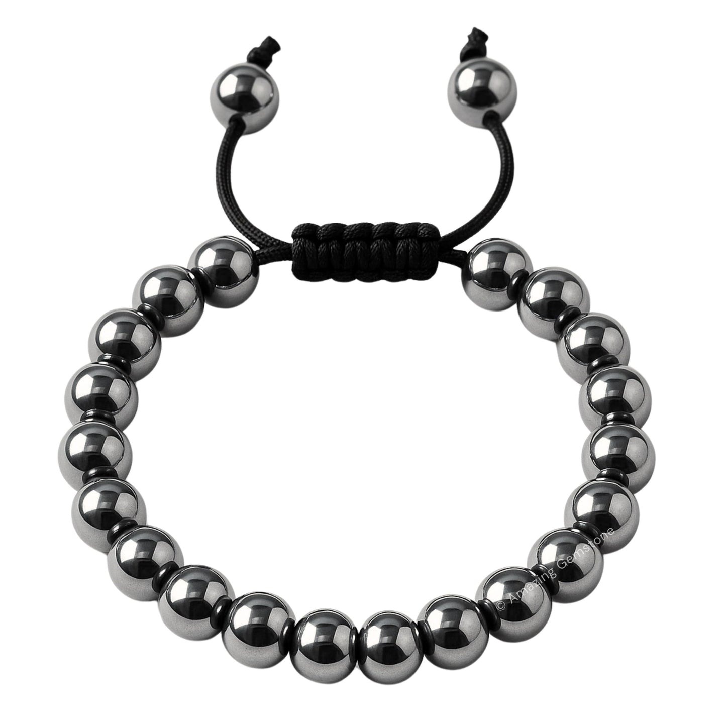 Amazing Gemstone Hematite Bracelet, Gifts For Men & Women - Protection Healing Crystal Bracelet - 8mm Gemstone Beaded Adjustable Bracelet, Pulseras Para Hombres Mujer Stocking Stuffers