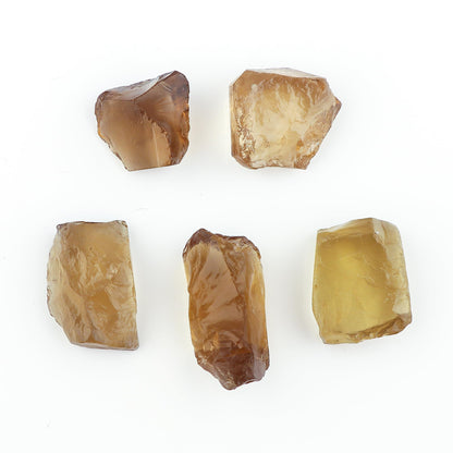 CRYSTALINES 5pcs AAA Grade Wholesale Genuine Raw Cognac Quartz Gemstones, Assorted Rough Stone, Bulk Loose Supplies, DIY Crafts-Jewelry Making, Healing Crystals, Wire Wrapping, Gem Collection