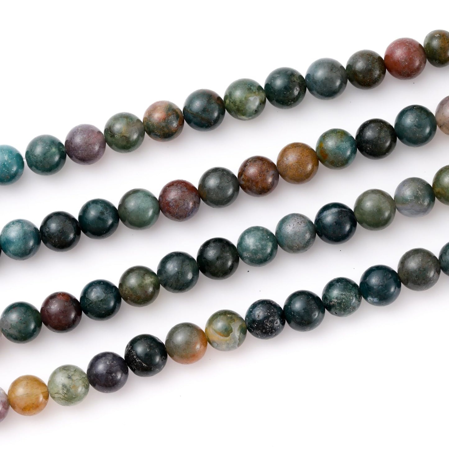8mm 45pcs DIY Natural Indian Agate Stone Beads Round Healing Crystal Gemstone Loose Beads for Jewelry Making Handmade Bracelet Necklace