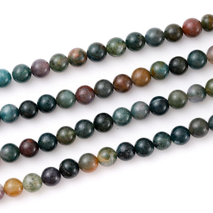 8mm 45pcs DIY Natural Indian Agate Stone Beads Round Healing Crystal Gemstone Loose Beads for Jewelry Making Handmade Bracelet Necklace