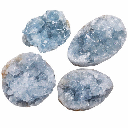 rockcloud Natural Raw Blue Celestite Mineral Healing Crystal Cluster Geode Irregular Home Decoration Gemstone Specimen Large, 2.(Approx 160-220 Gram)