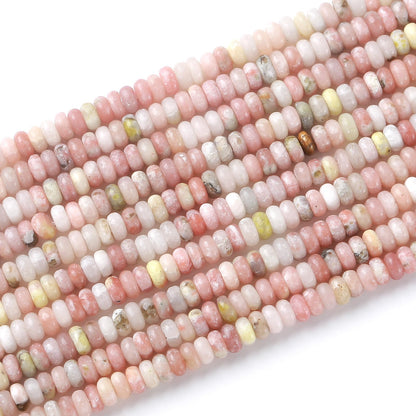 150PCS 2x4mm Natural Pink Plum Blossom Stone Rondelle Beads Abacus Disk Stone Beads Round Loose Spacer Gemstone for DIY Bracelet Necklace Jewelry Making