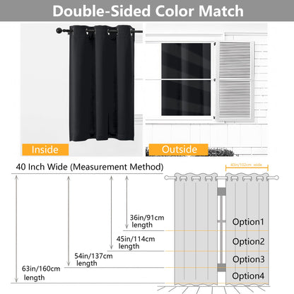 Simplebrand Halloween Black Blackout Curtains for Bedroom 63 Inch Length 2 Panels Set, Grommet Solid Thermal Insulated Black Out Curtains, Room Darkening Energy Saving Window Drapes, W40 x L63
