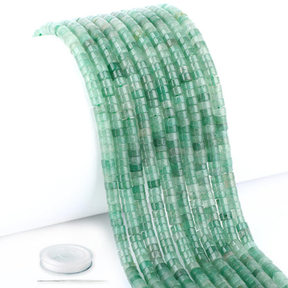 Natural Green Aventurine Heishi Spacer Beads Loose Semi Precious Flat Round Gemstone Disc Shape Stone for Beading Jewelry Making 4x2mm 15.5"