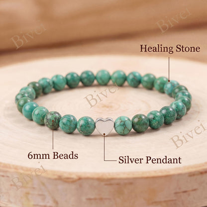 Bivei 6mm African Turquoise Crystal Stretch Bracelets for Women, Handmade Natural Stone Beaded Bracelet, Yoga Protection Jewelry Gift