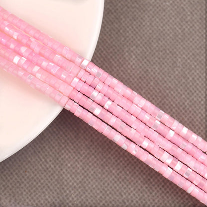 BONNY BOXX 150PCs Natural Pink Shell Spacer Beads, Loose Semi Precious Flat Round Gemstone Heishi Disc Stone Beads for Beading Jewelry Making 4mm*2mm