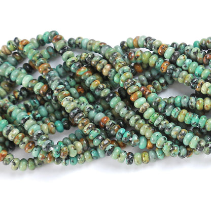 150PCS 2x4mm Natural African Turquoise Stone Rondelle Beads Abacus Disk Stone Beads Round Loose Spacer Gemstone for DIY Bracelet Necklace Jewelry Making