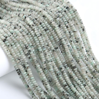 150PCS 2x4mm Natural Tianshan Blue Jaspers Stone Rondelle Beads Abacus Disk Stone Beads Round Loose Spacer Gemstone for DIY Bracelet Necklace Jewelry Making